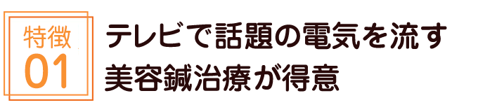 テレビで話題の電気を流す美容鍼治療が得意